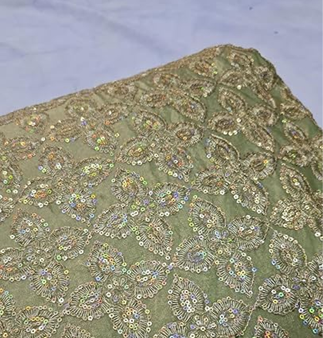 Designer Embroidered Fabric with Zari Work