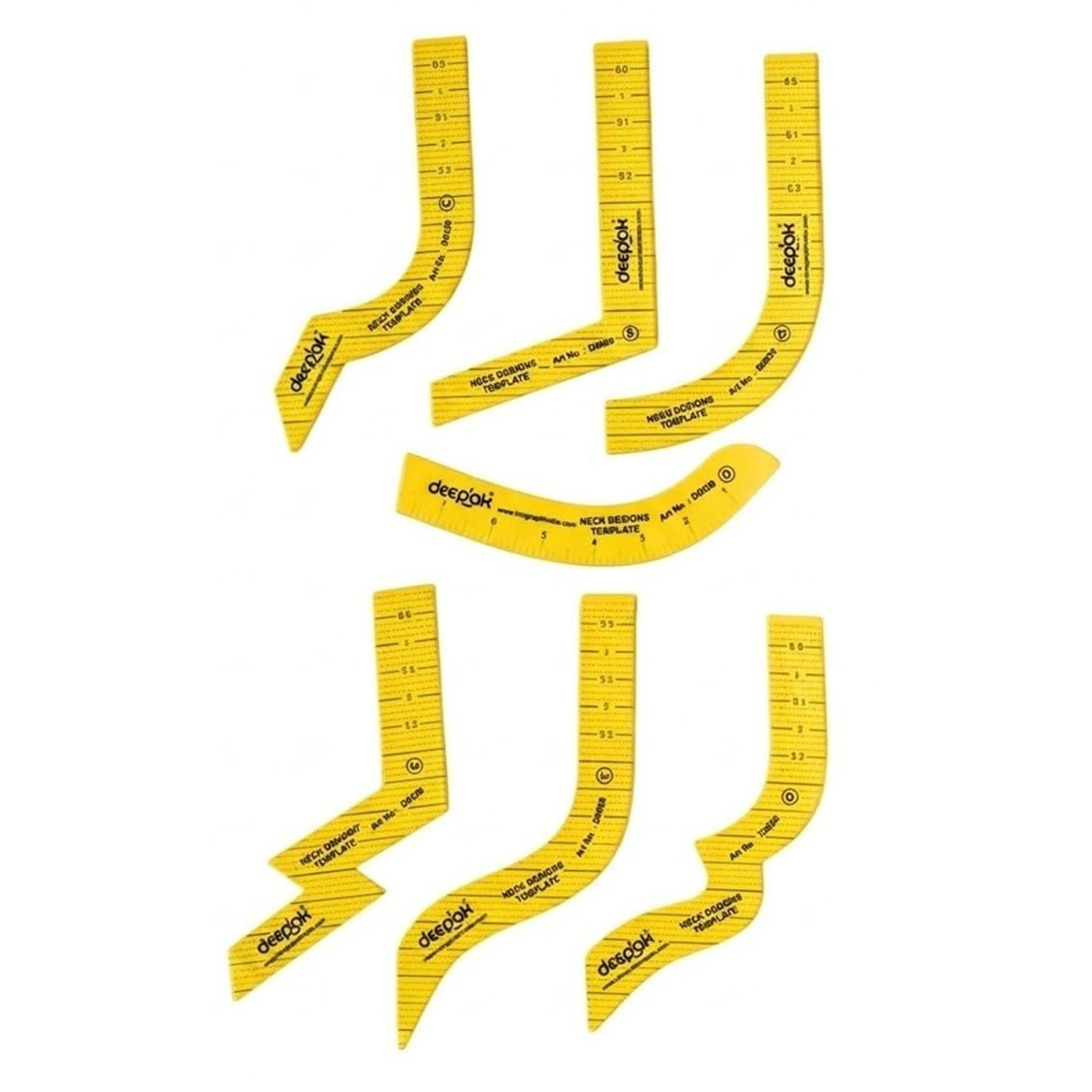 7-Piece Neck Design Template Set for Sewing and Tailoring