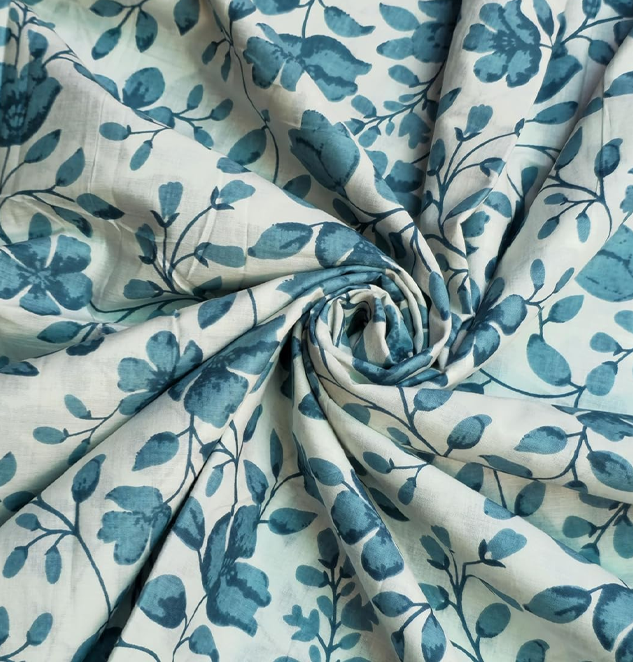 Floral Printed Pure Cotton Unstitched Dress Material