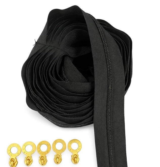 Black Zip Roll with 4 Golden Zip Pullers