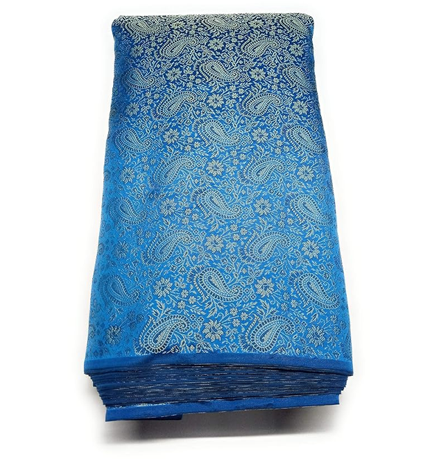 Girls Ethnic Unstitched Blend Cotton Jacquard Soft Fabric