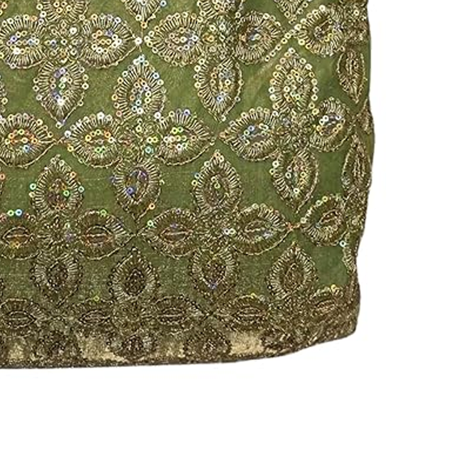 Designer Embroidered Fabric with Zari Work