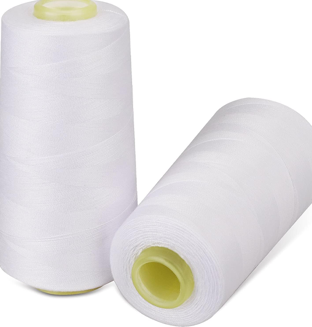 Spool For Sewing, Stitching, Overlock, Murrow (2 Pcs White, 5000 Meter)