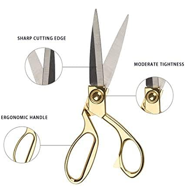 Tailoring Scissors Gold and Silver Size- 9.5 Inch Pack of-1 Pcs.