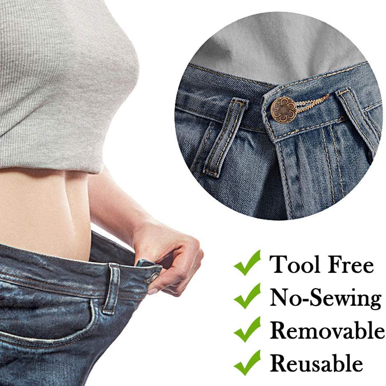 4 Metal Jeans Buttons for Jackets
