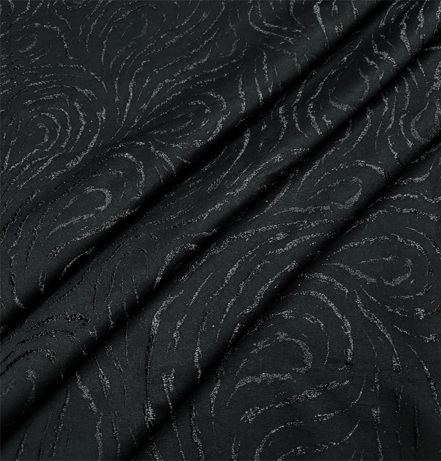 Premium Embossed Black Jacquard Fabric