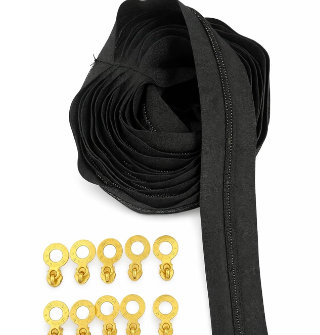 Black Zip Roll with 4 Golden Zip Pullers