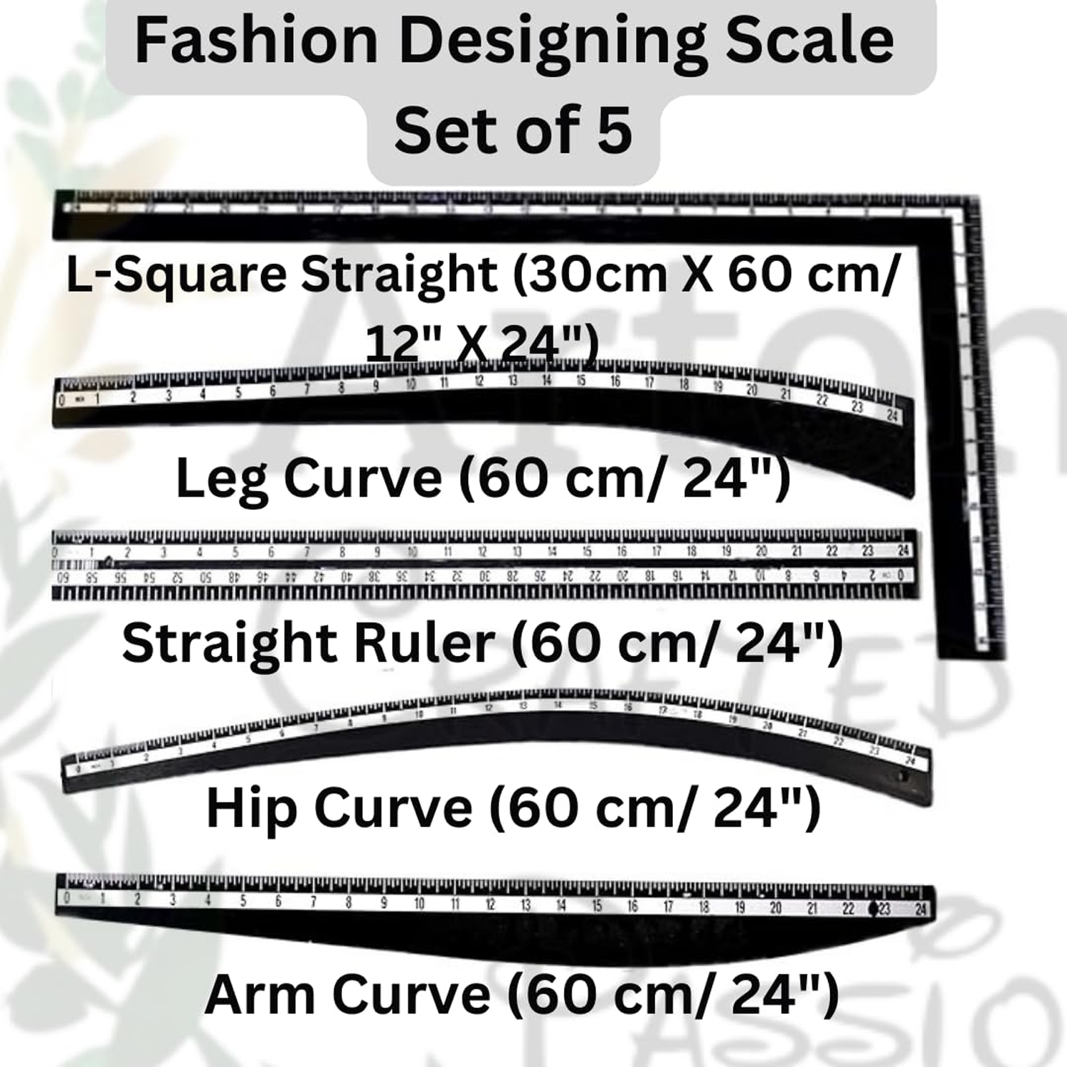 Tailoring Stitching Black Fashion Designing Scale Pattern Making Ruler Kit