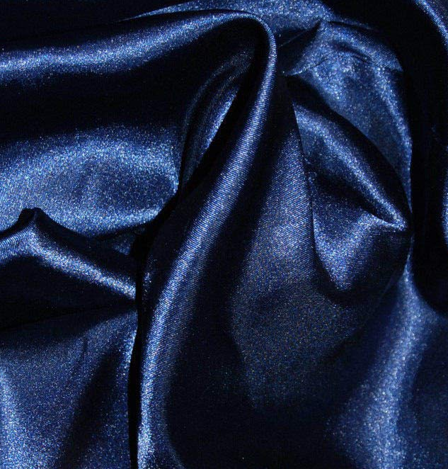 Fabrics Navy Silky Satin Dress
