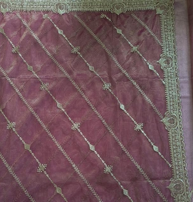 Bollywood Paisley Twill Net Fabric Embroidered Pattern
