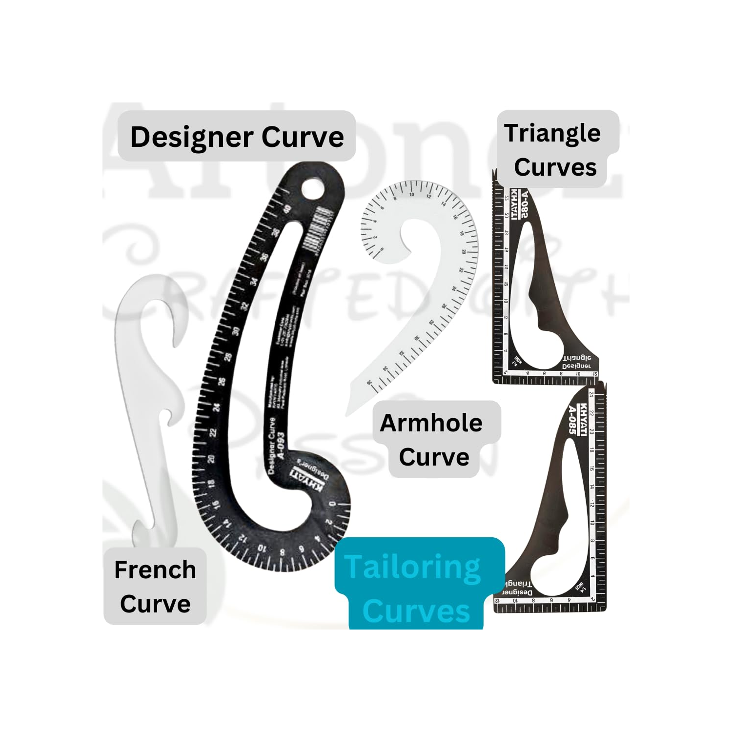 Tailoring Stitching Black Fashion Designing Scale Pattern Making Ruler Kit