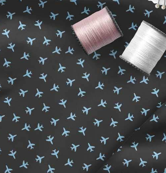 Chiffon Fabric Airplane Shirting Print Fabric