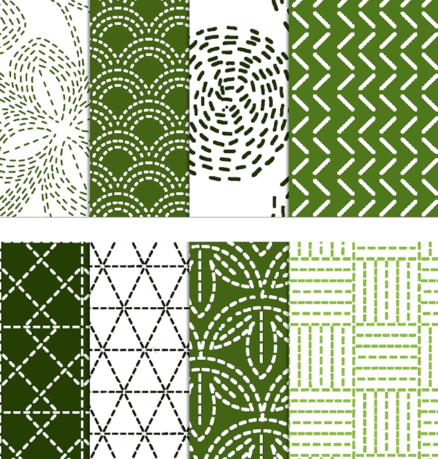 8 Pc Fat Quarter Bundle Japanese Sashiko Print