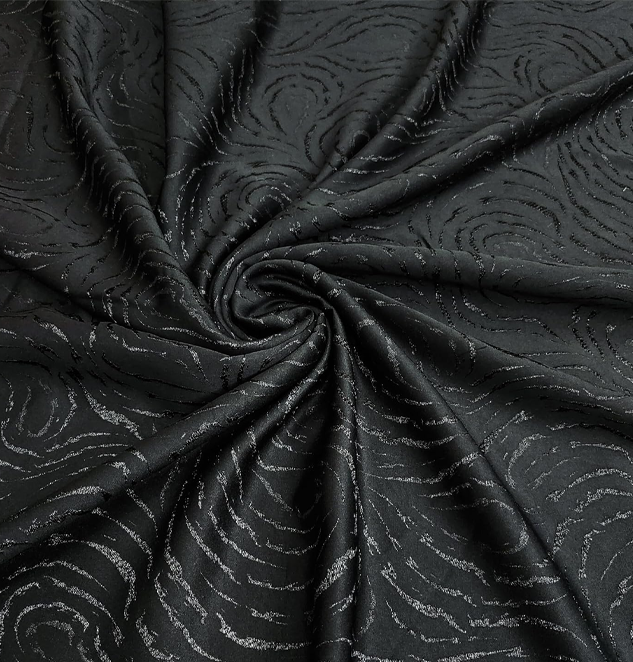 Premium Embossed Black Jacquard Fabric
