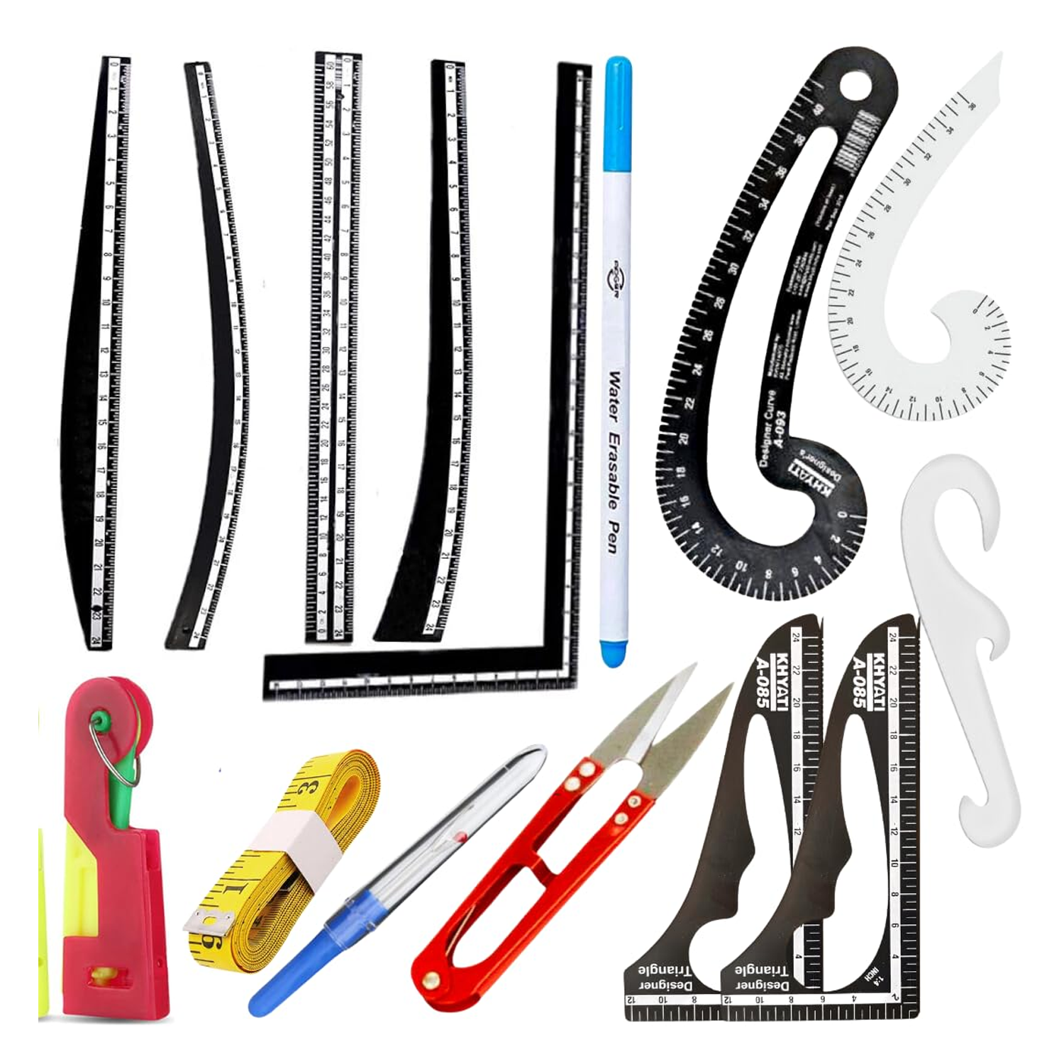 Tailoring Stitching Black Fashion Designing Scale Pattern Making Ruler Kit