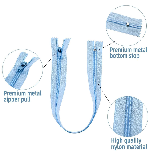 Colorful 8-Inch Nylon Zippers | Set of 25,