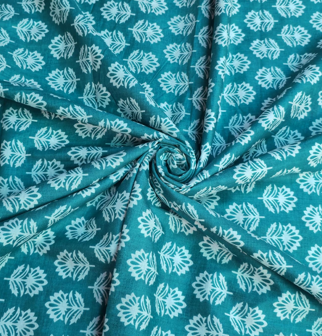 Printed Pure Cotton Unstitched Dress Material, Sanganeri Fabric