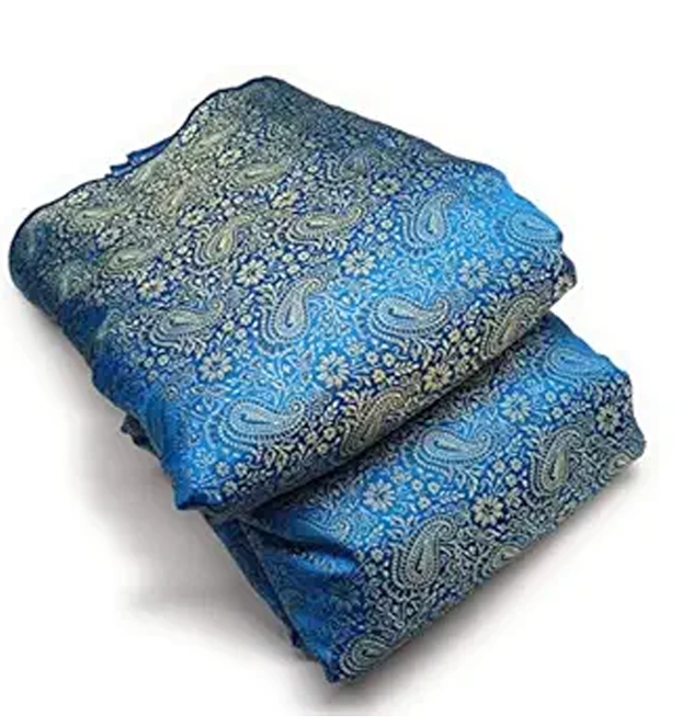 Girls Ethnic Unstitched Blend Cotton Jacquard Soft Fabric